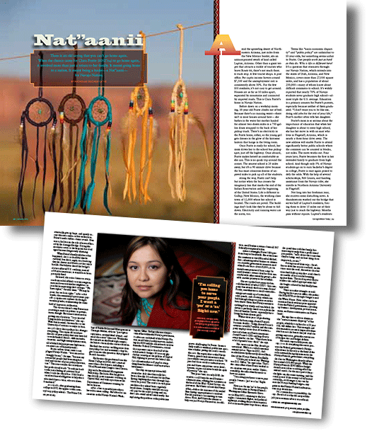 Feature layout for university magazine